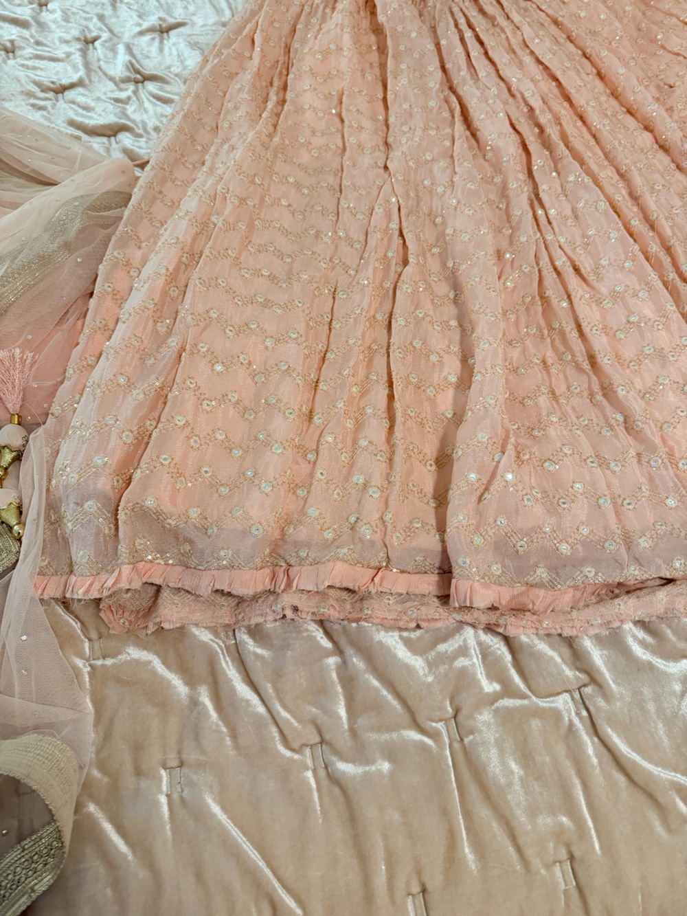 Blush Pink Embellished Lehenga Set size 0 - Picture 6 of 16